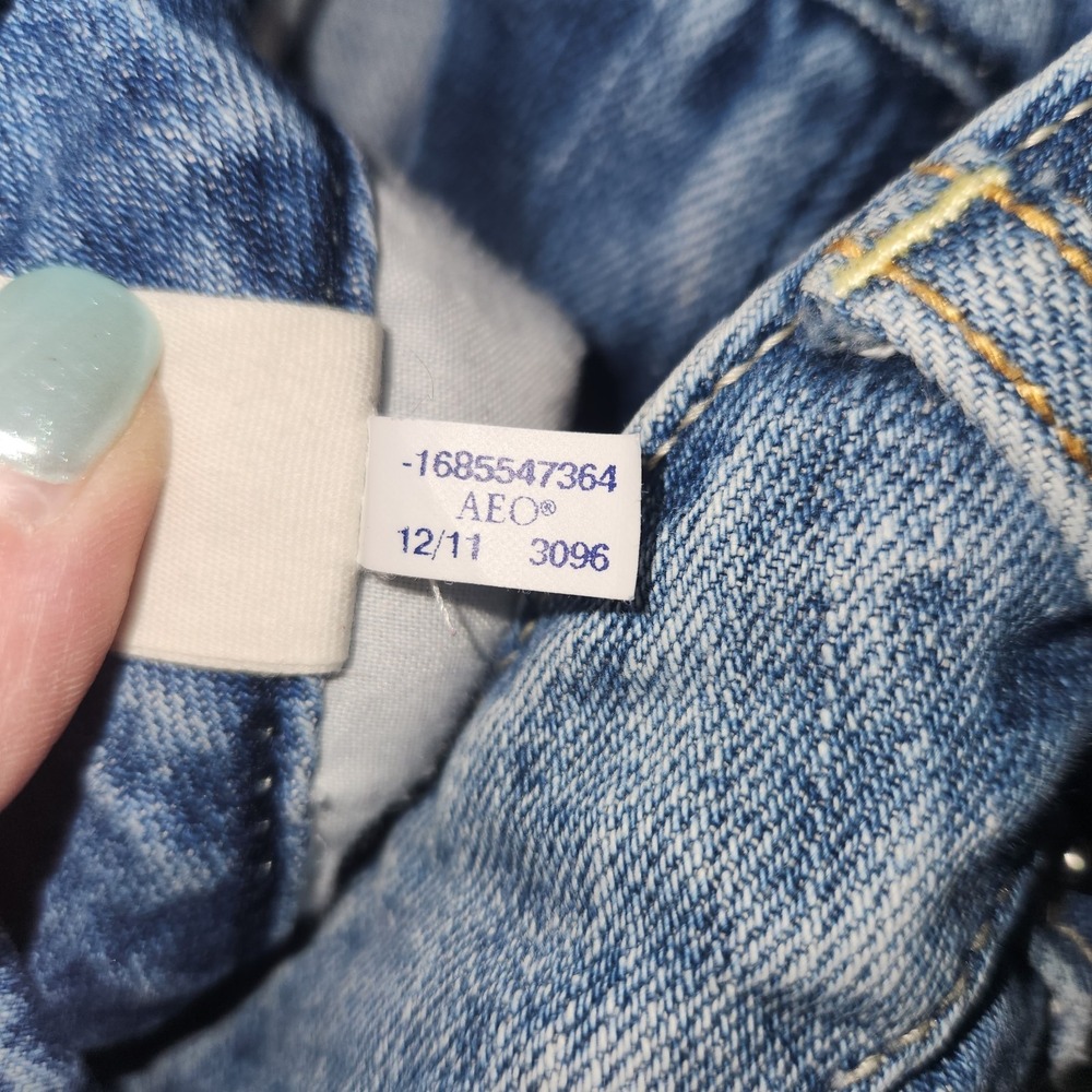 Y2k American Eagle Jean Shorts Micro Glitter Star Pockets Festival Rave Sz 10 - Picture 7 of 9